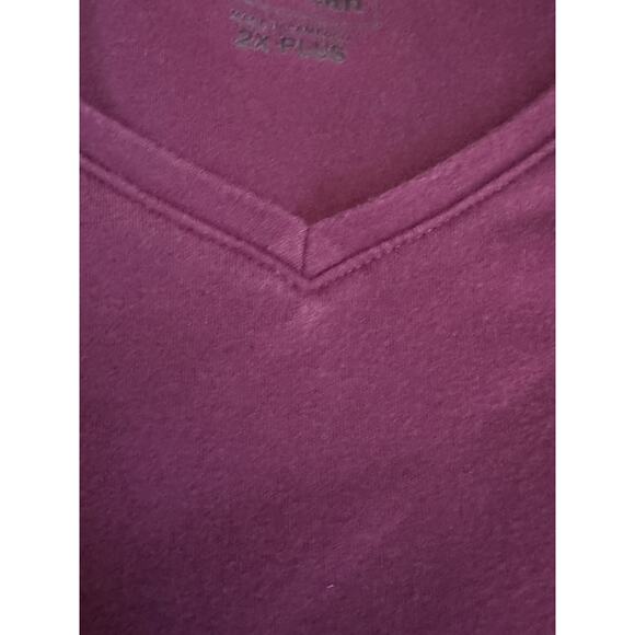 LL Bean Women's 2XL Plus 3/4 Sleeve V Neck Top Purple XXL Workout Exercise READ - Picture 6 of 7